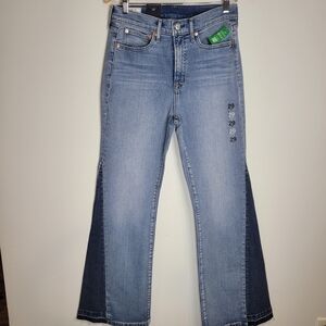 GAP Two-Tone Blue 70's Flare High Rise Jeans